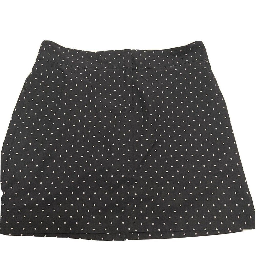 Izod Golf Activewear Women Sz 4 Stretch Tennis Golf Skort Zipper Polka Dot Black